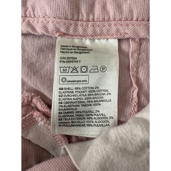 H&M LOGG Size 4 Flat Front Stretch Shorts Pink Button Zip Pocket Casual Cotton - Picture 7 of 8